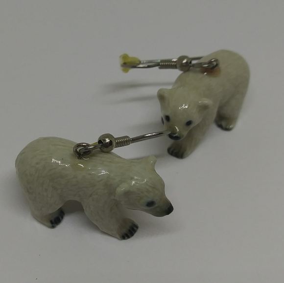 Porcelain Polar Bear drop Earrings Very Detailed - Picture 6 of 8